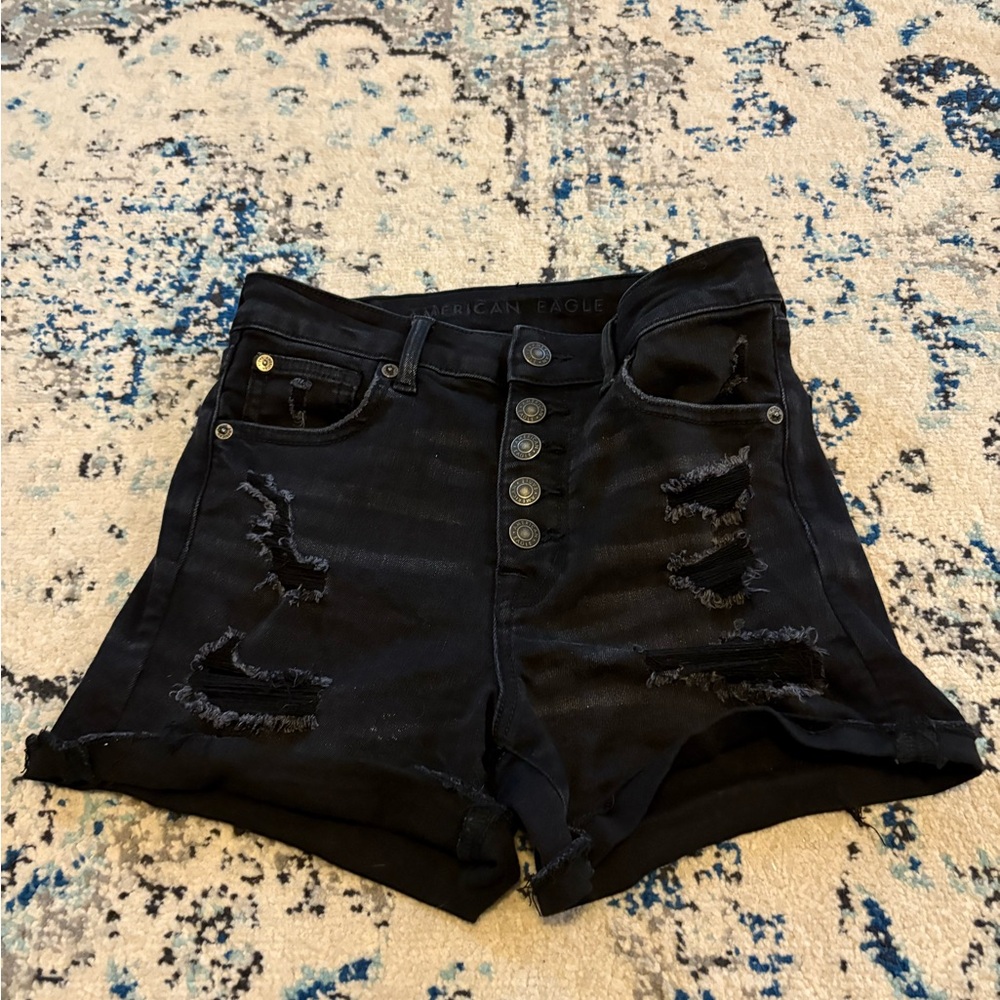 American Eagle Outfitters Black Distressed Jean Shorts